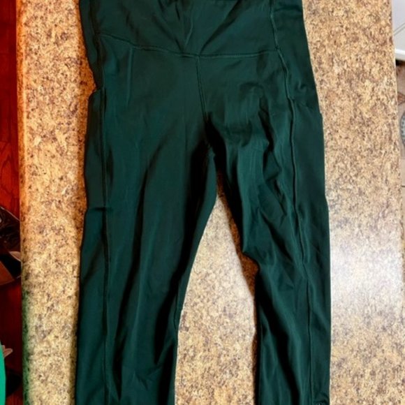 Athleta Ultimate Run 7/8 Tight Leggings Dark Green Zipper ankle - Picture 1 of 5